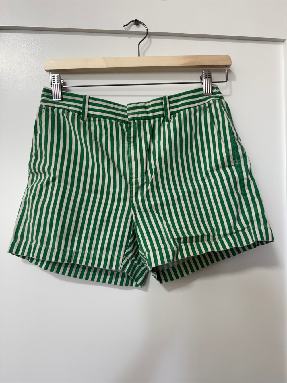 Striped Green & White Women's Bermuda Shorts
